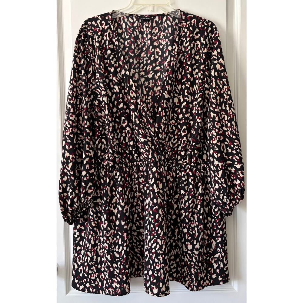 Torrid Wrap Top Animal Print V-Neck 3/4 Sleeve Women’s Size 4X Tunic Blouse